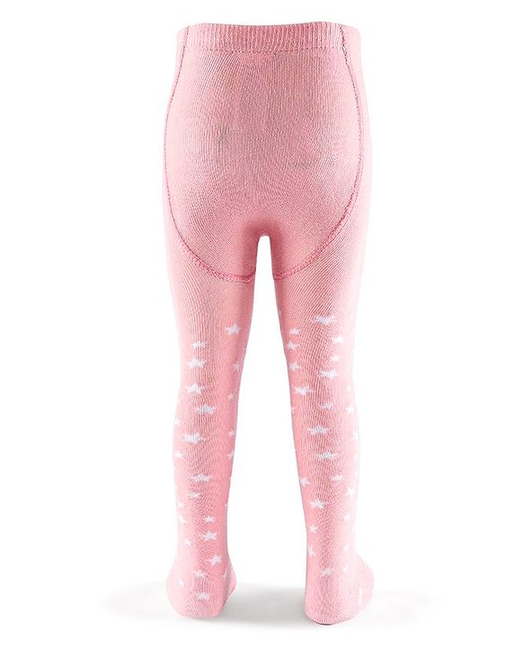 Cutewalk by Babyhug Non Terry Footed Anti Bacterial Star Design Tights  - Pink