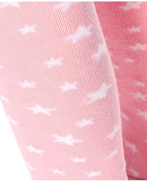 Cutewalk by Babyhug Non Terry Footed Anti Bacterial Star Design Tights  - Pink