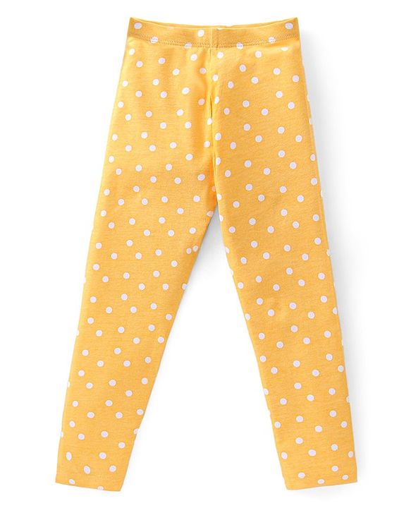 Babyhug Cotton Lycra Full Length Polka Dots & Floral Printed Leggings Pack of 3 - Multicolour