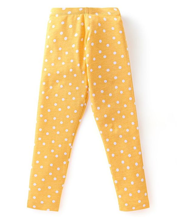 Babyhug Cotton Lycra Full Length Polka Dots & Floral Printed Leggings Pack of 3 - Multicolour
