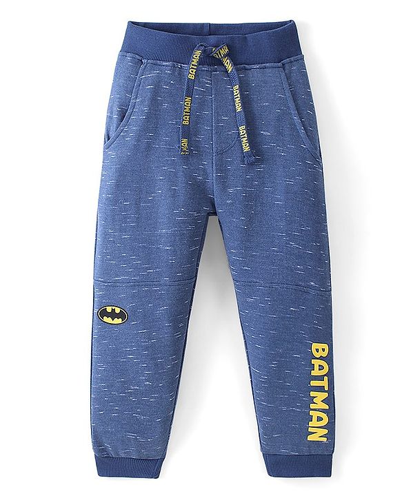 Babyhug Cotton Looper Knit Full Length Lounge Pant Text Print - Blue
