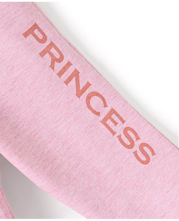 Babyhug Cotton Looper Knit Full Length Track Pant Text Print - Pink