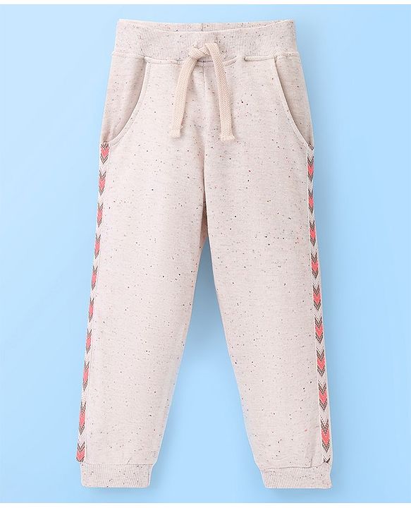 Babyhug Cotton Looper Full Length Lounge Pant Solid Colour - Cream