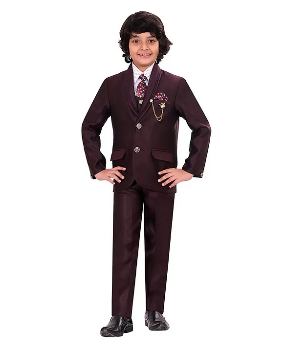 Buy BT DEZINES 5 Piece Full Sleeves Solid Coat Pant Suit Wine Brown for Boys 10 11Years Online in India Shop at FirstCry 14269187