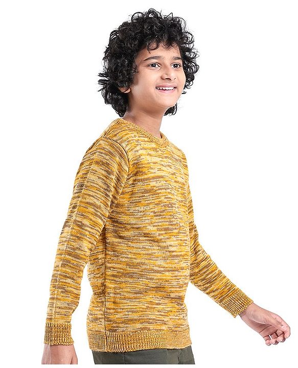 Pine Kids  Full Sleeves Round Neck Sweater- Mustard