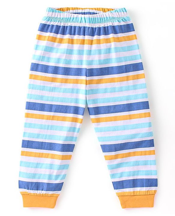 Babyhug Cotton Knit Full Sleeves Night Suit With Caterpillar Print - Yellow