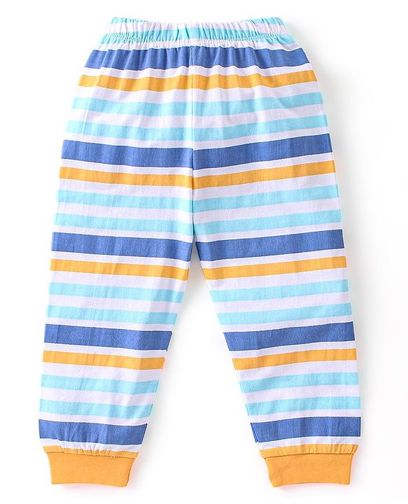 Babyhug Cotton Knit Full Sleeves Night Suit With Caterpillar Print - Yellow