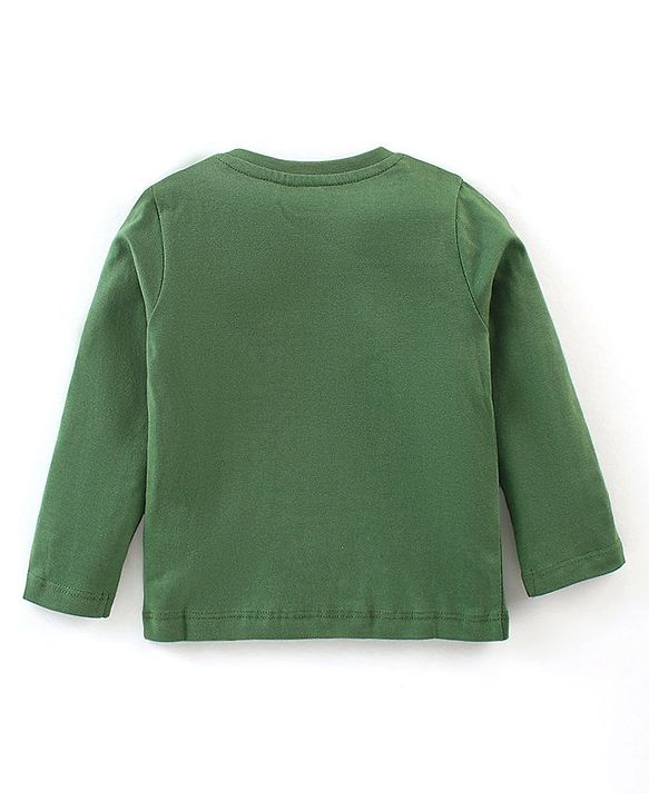 Babyhug Cotton Knit Full Sleeves Tiger Printed Night Suit - Green
