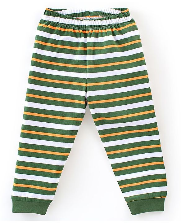 Babyhug Cotton Knit Full Sleeves Tiger Printed Night Suit - Green