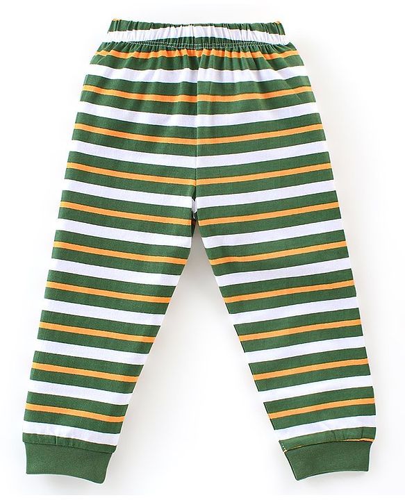 Babyhug Cotton Knit Full Sleeves Tiger Printed Night Suit - Green