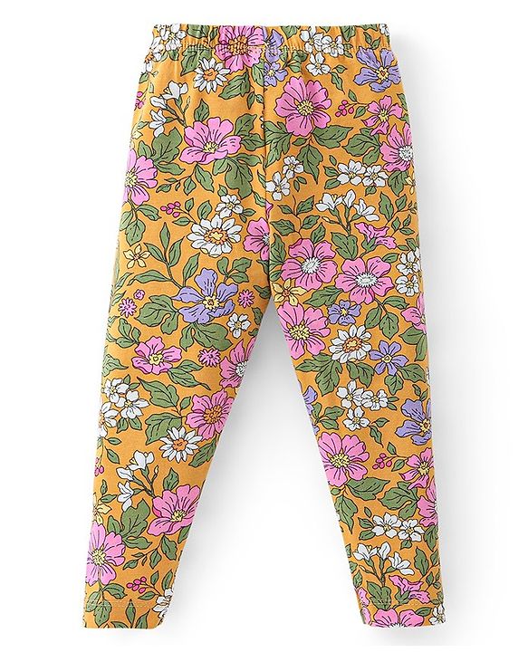 Babyhug Cotton Lycra Full Length Floral Printed Leggings - Multicolour