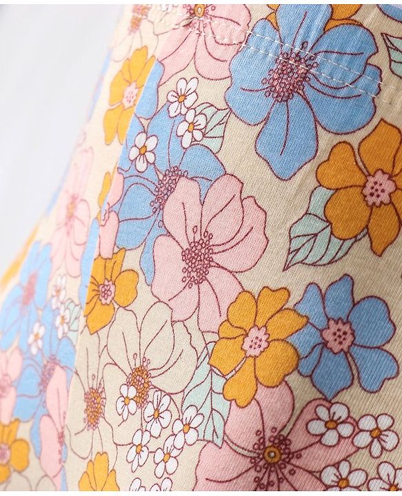 Babyhug Cotton Lycra Knit Full Length Leggings Floral Print - Multicolor