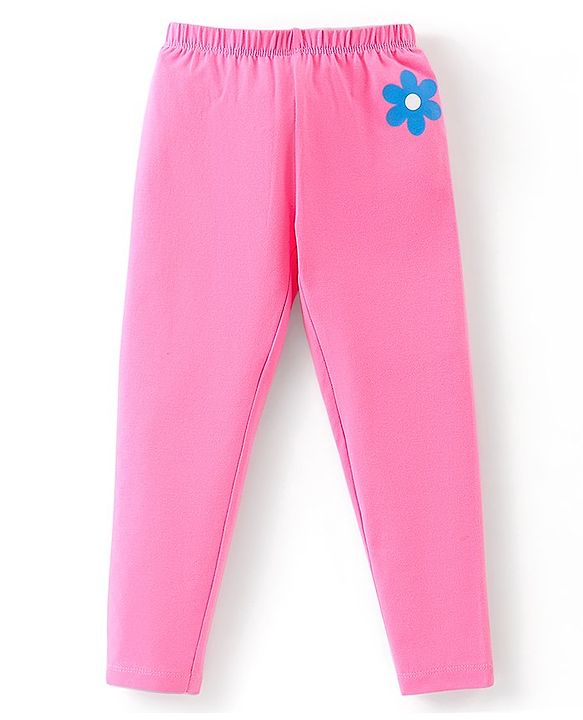 Babyhug Cotton Lycra Full Length Stretchable Legging Stripes & Floral Print Pack Of 3 - Pink Blue & Yellow