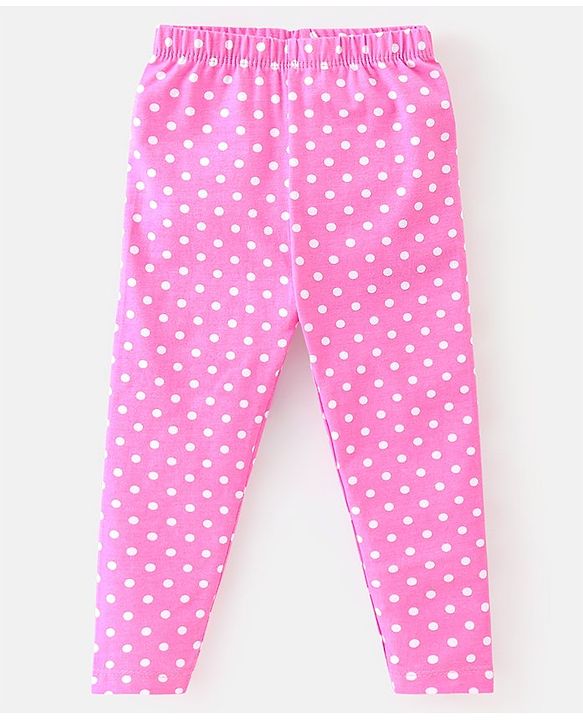 Babyhug Cotton Lycra Knit Full Length Leggings with Stretch & Heart Print Pack of 3 - Pink & Blue