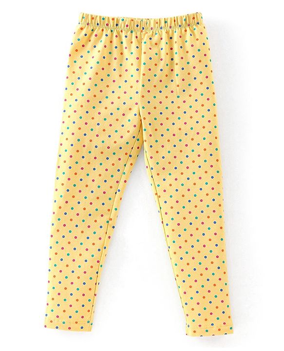 Babyhug Cotton Lycra Full Length Stretchable Legging Butterfly Print Pack Of 3 - Pink Blue & Yellow