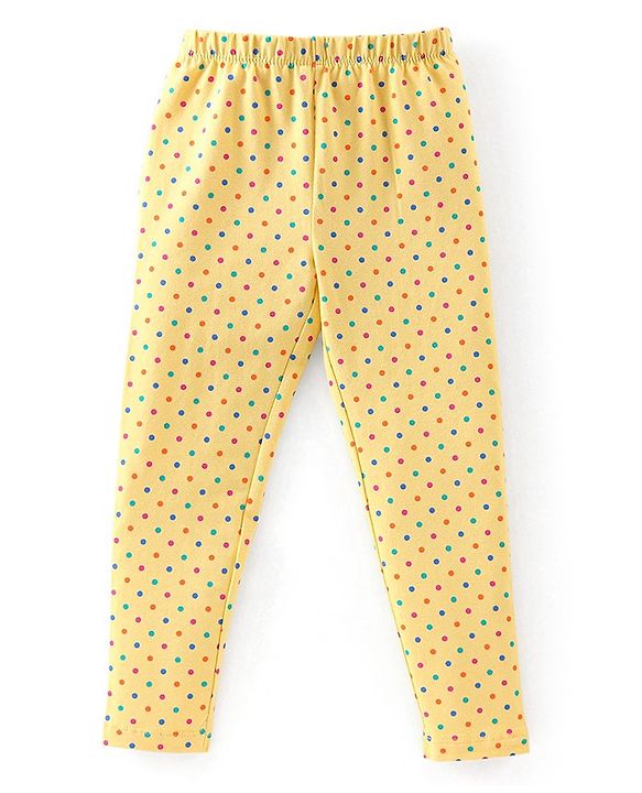 Babyhug Cotton Lycra Full Length Stretchable Legging Butterfly Print Pack Of 3 - Pink Blue & Yellow