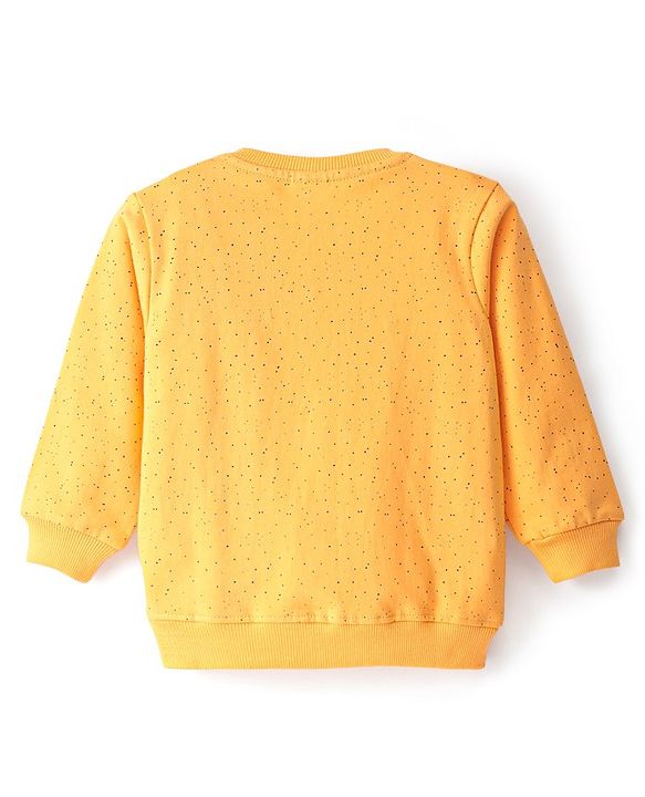 Babyhug Cotton Full Sleeves Sweatshirt With Text Graphics- Mustard