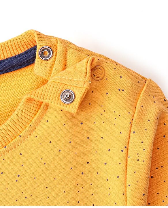 Babyhug Cotton Full Sleeves Sweatshirt With Text Graphics- Mustard