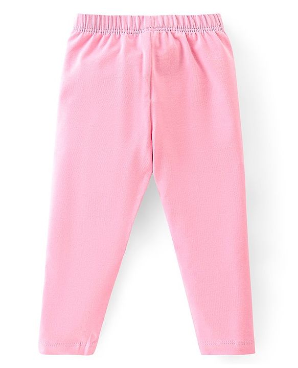 Babyhug Cotton Lycra Knit Full Length Leggings with Stretch & Floral Print Pack of 3 - Pink & Yellow