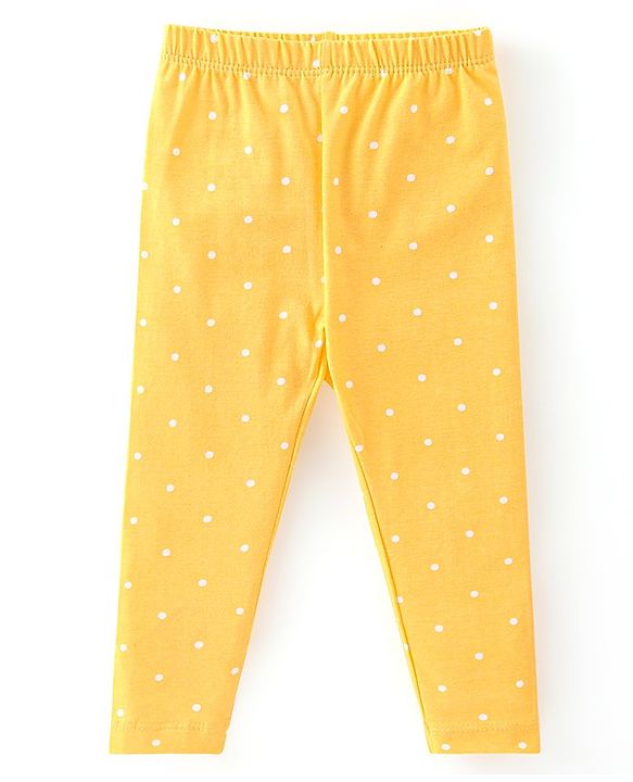 Babyhug Cotton Lycra Knit Full Length Leggings with Stretch & Floral Print Pack of 3 - Pink & Yellow