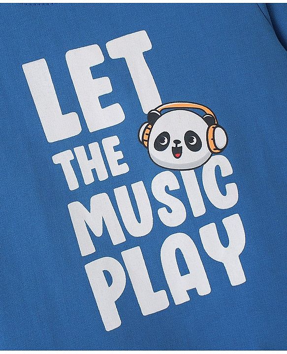 Babyhug Cotton Knit Full Sleeves Panda & Text Graphics Sweatshirts Pack of 2 - Blue & Yellow