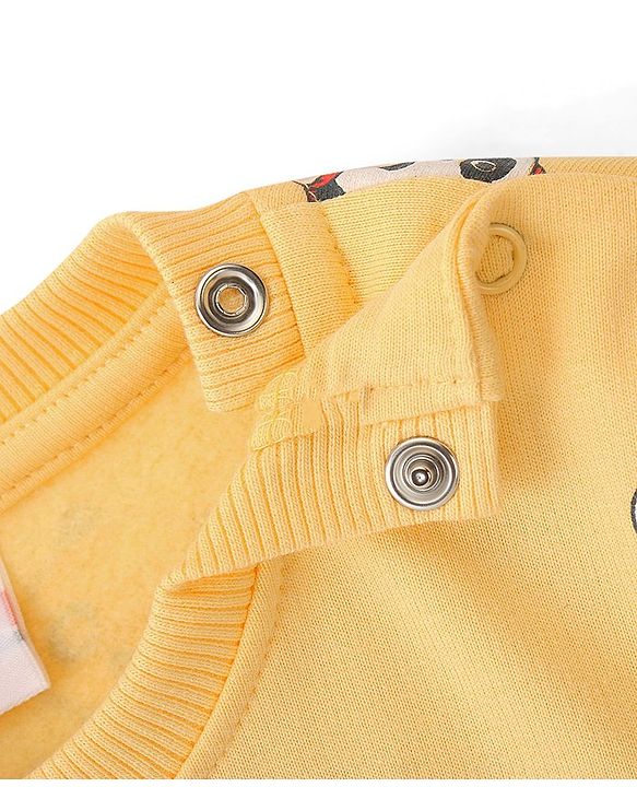 Babyhug Cotton Knit Full Sleeves Panda & Text Graphics Sweatshirts Pack of 2 - Blue & Yellow