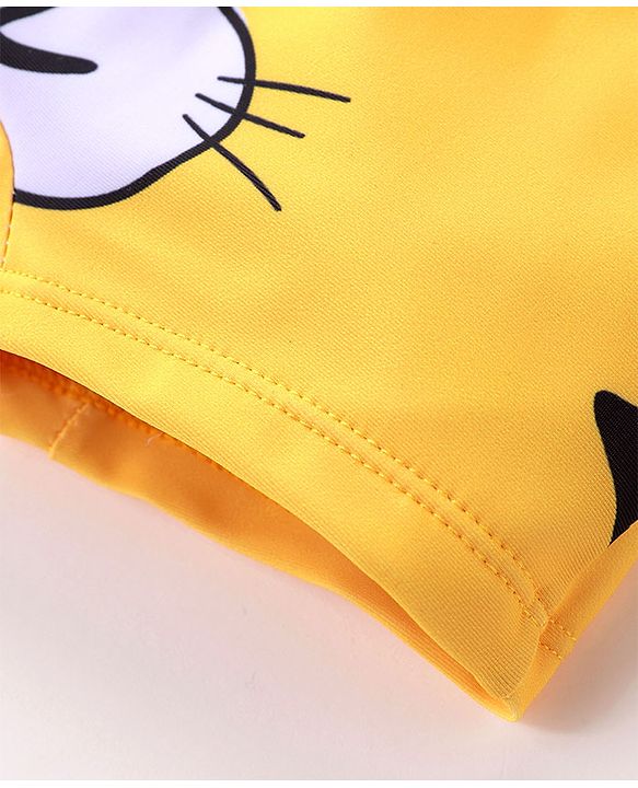 Babyhug Swimming Trunks with Cap Tiger Print - Yellow