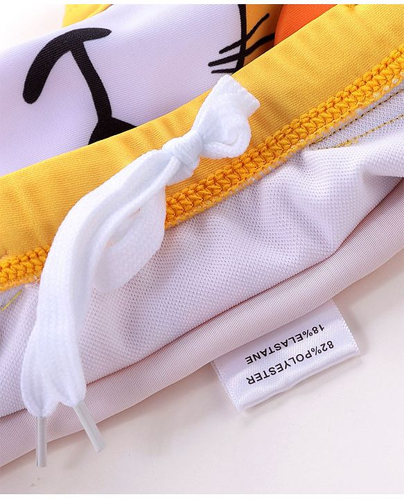 Babyhug Swimming Trunks with Cap Tiger Print - Yellow