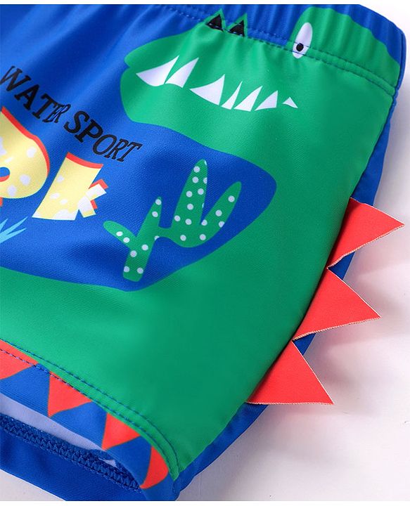Babyhug Swimming Trunks with Cap Shark Print - Blue