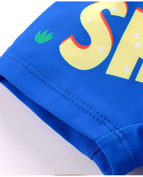 Babyhug Swimming Trunks with Cap Shark Print - Blue