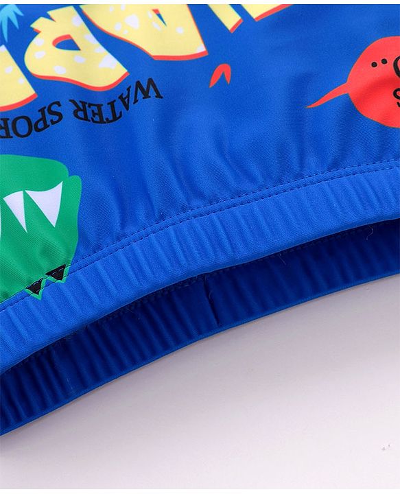 Babyhug Swimming Trunks with Cap Shark Print - Blue