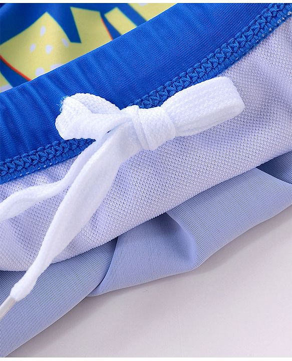 Babyhug Swimming Trunks with Cap Shark Print - Blue