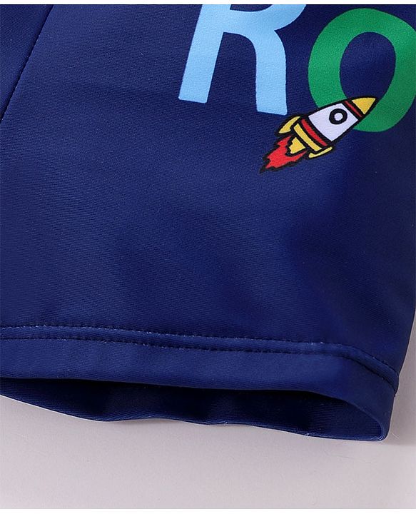Babyhug Swimming Trunks with Cap Astronaut Print - Blue