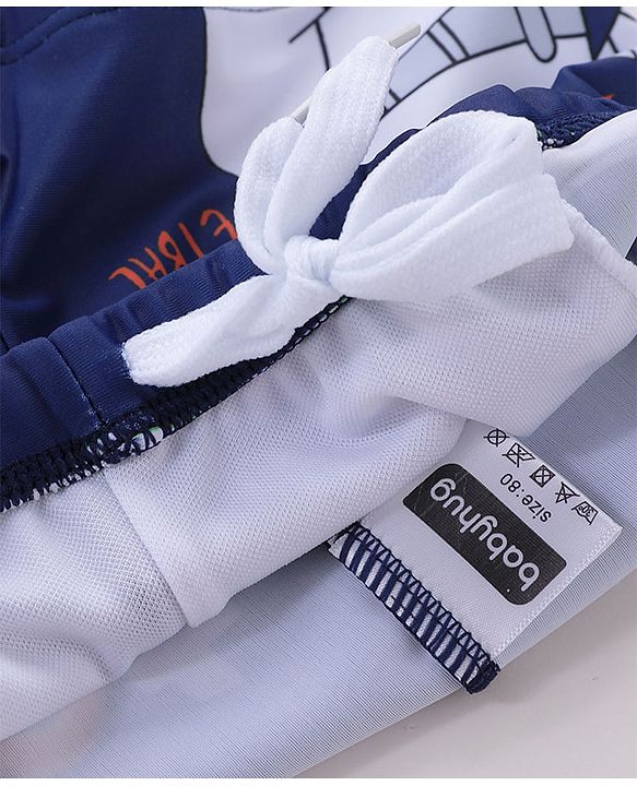 Babyhug Swimming Trunks with Cap Astronaut Print - Blue
