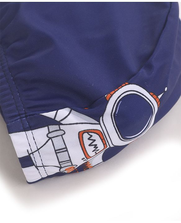 Babyhug Swimming Trunks with Cap Astronaut Print - Blue
