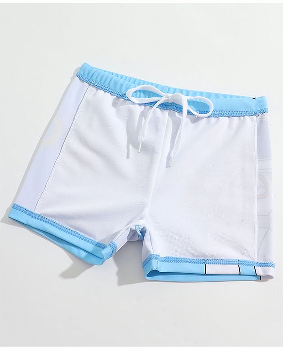 Babyhug Swimming Trunks with Cap Astronaut Print - Blue