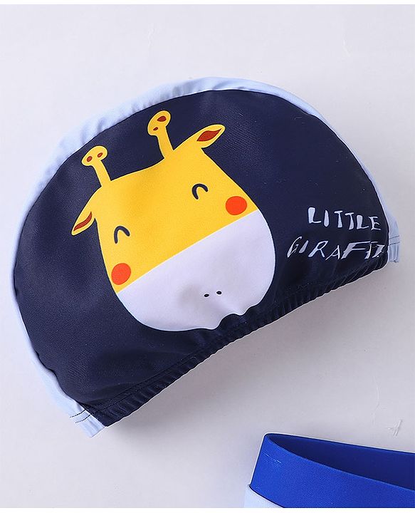 Babyhug Swimming Trunks with Cap Giraffe Print - Navy Blue