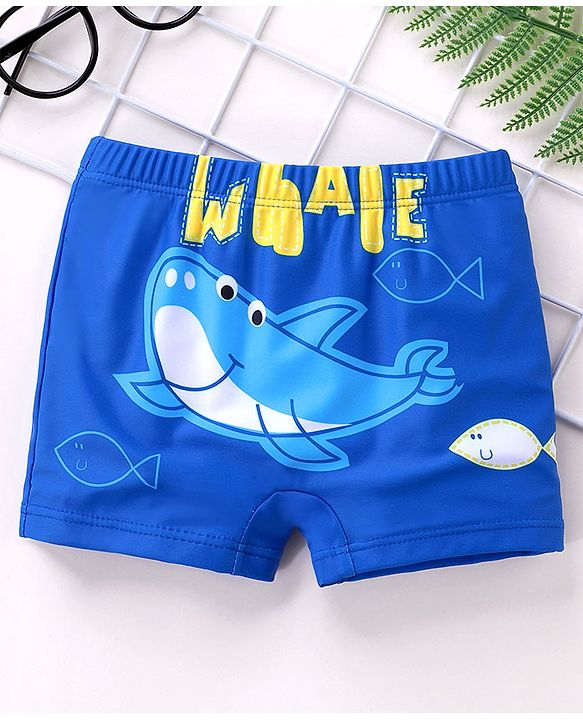 Babyhug Swimming Trunks Whale Print - Blue