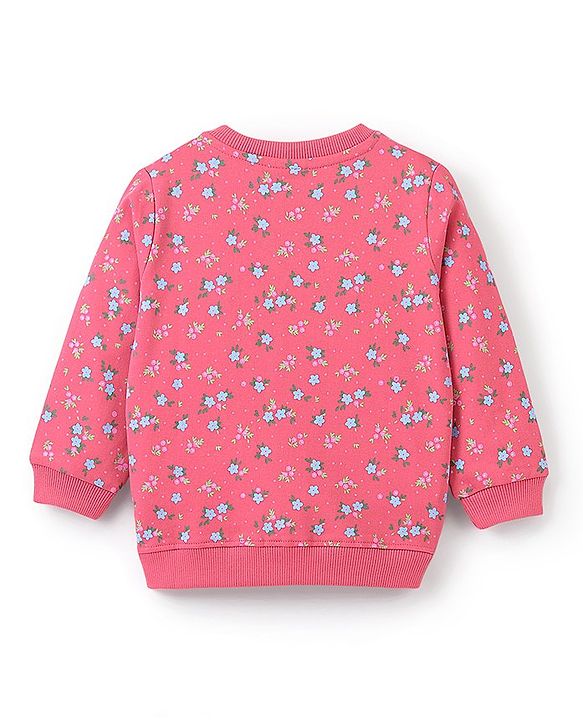 Babyhug Cotton Knit Full Sleeves Floral & Dino Graphics Sweatshirts Pack of 2 - Pink & Yellow