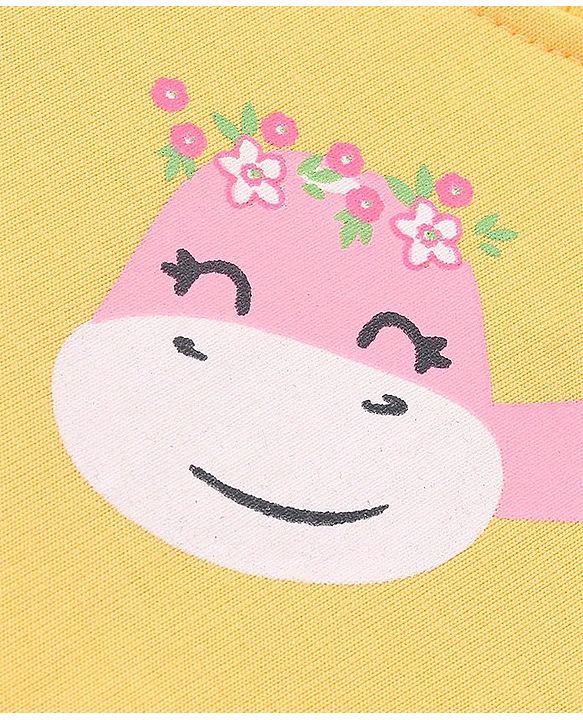 Babyhug Cotton Knit Full Sleeves Floral & Dino Graphics Sweatshirts Pack of 2 - Pink & Yellow