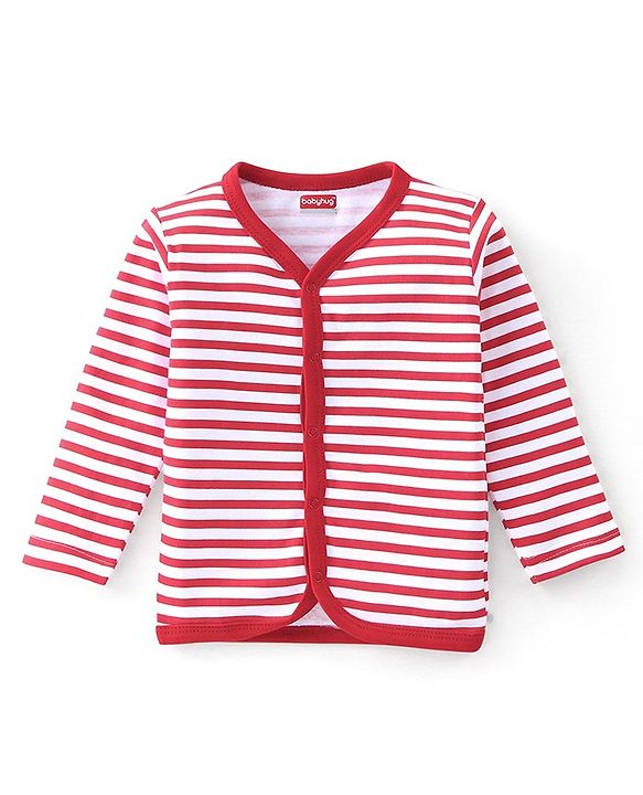 Babyhug 100% Cotton Full Sleeves Vests Striped & Christmas Theme Print Pack Of 3 - Grey Red & Blue