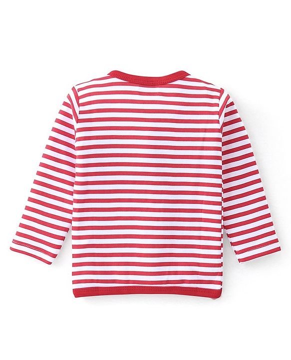 Babyhug 100% Cotton Full Sleeves Vests Striped & Christmas Theme Print Pack Of 3 - Grey Red & Blue