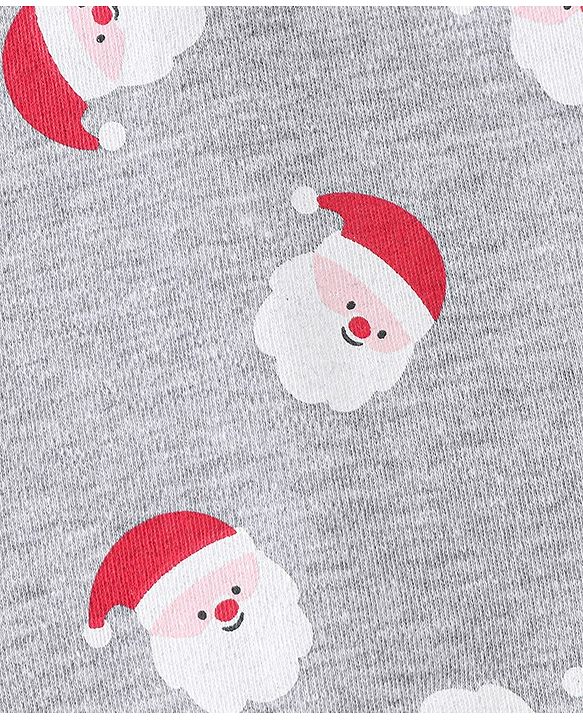 Babyhug 100% Cotton Full Sleeves Vests Striped & Christmas Theme Print Pack Of 3 - Grey Red & Blue