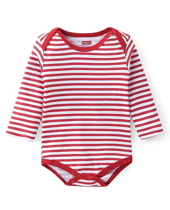 Babyhug Cotton Knit Full Sleeves Onesie Stripes Design - Multicolour