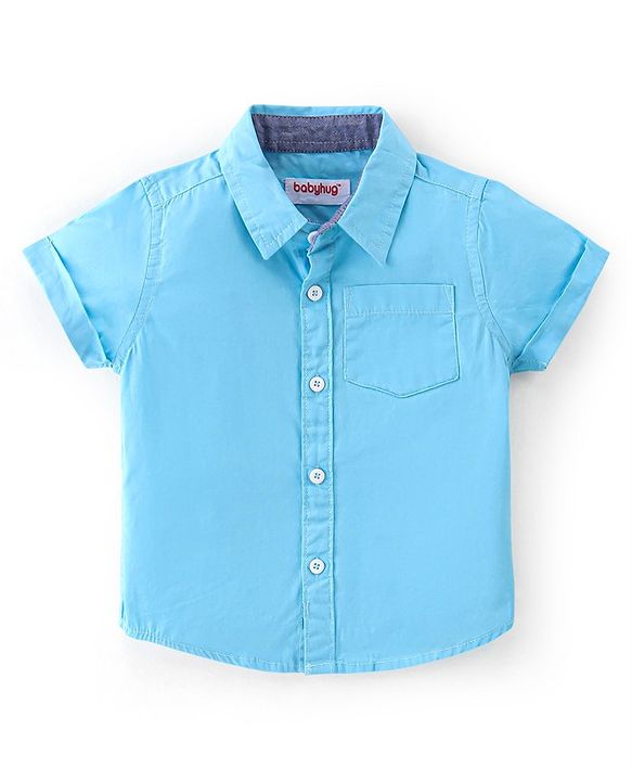 Babyhug Cotton Knit Half Sleeves Solid Shirt with Road Print T-Shirt - Blue & Grey