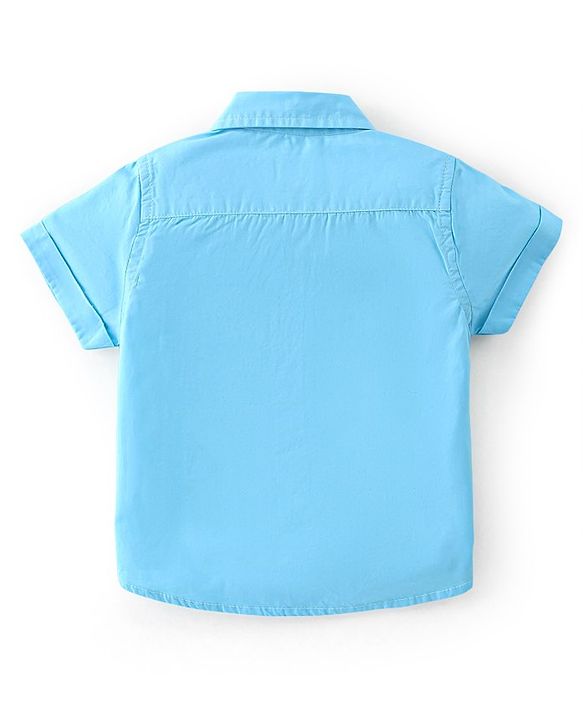 Babyhug Cotton Knit Half Sleeves Solid Shirt with Road Print T-Shirt - Blue & Grey