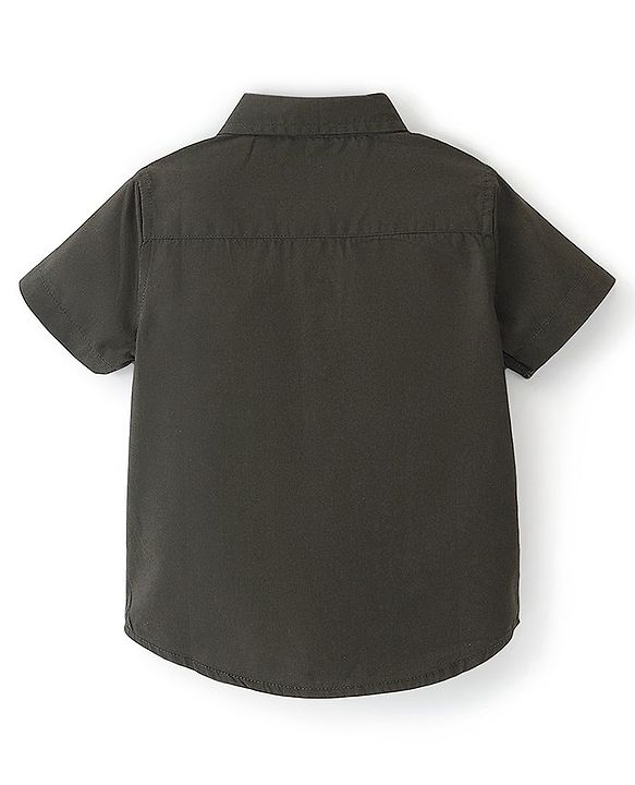 Babyhug Cotton Woven Half Sleeves Shirt Cut & Sew - White Black & Green