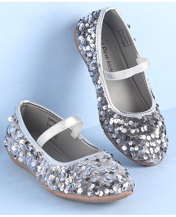 Pine Kids  Slip On Ballerina with Sequins Detailing -Silver