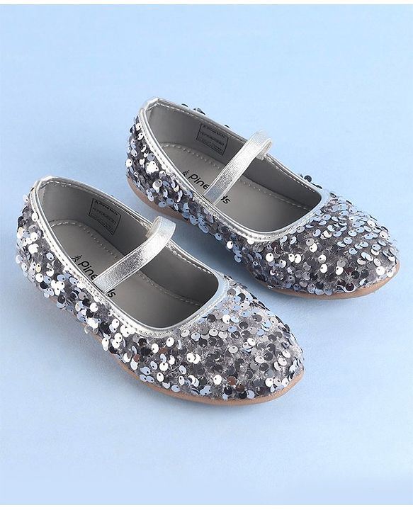 Pine Kids  Slip On Ballerina with Sequins Detailing -Silver