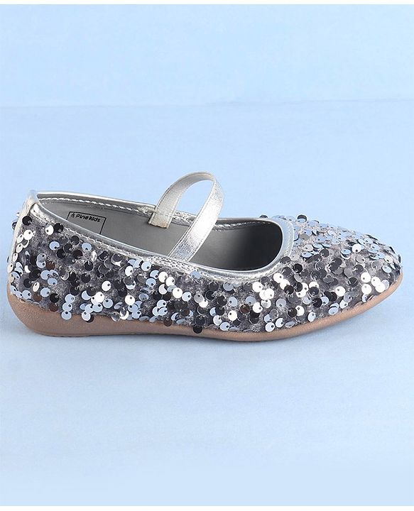 Pine Kids  Slip On Ballerina with Sequins Detailing -Silver